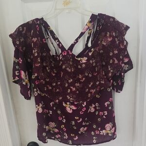 Francesca Maimi Floral Lace Women's On Or Off Shoulder Top Medium NWT